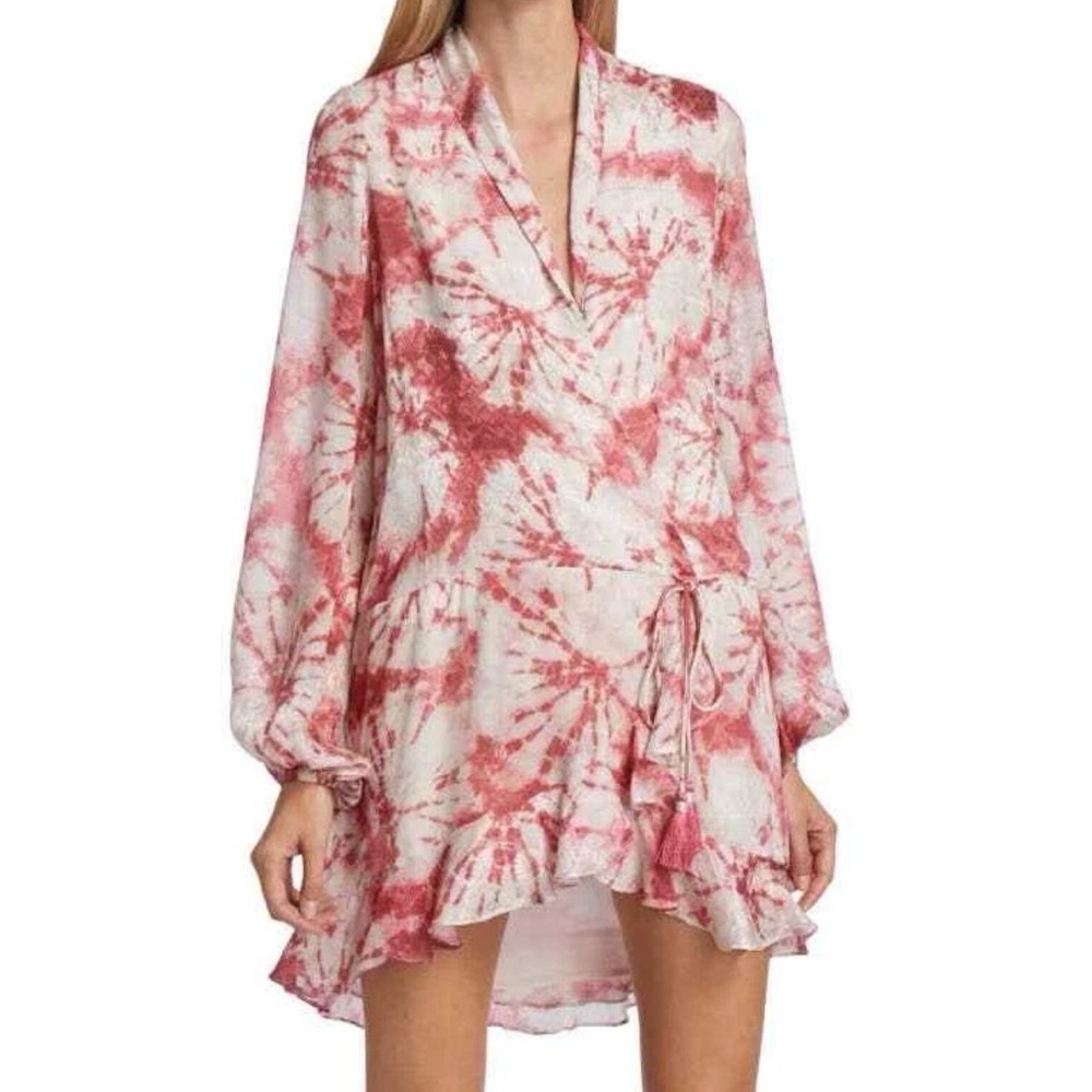 Rococo Sand Ava Rosewood Tie Dye Print Faux Wrap